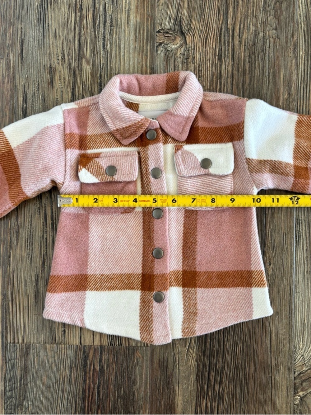 Fornia Kids Shacket 6 Months Pink Camel Plaid Snap Buttons Baby Shirt Jacket - Picture 6 of 10